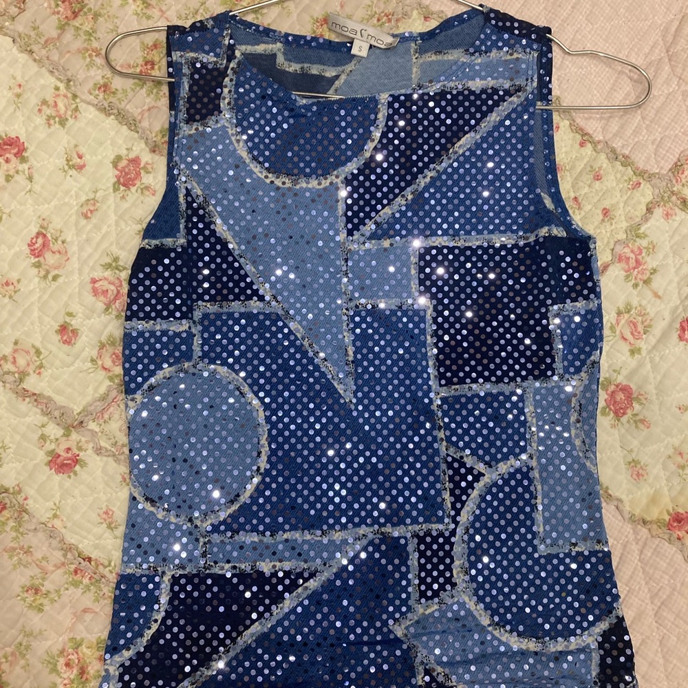 Blue Sparkly Y2K Party Top